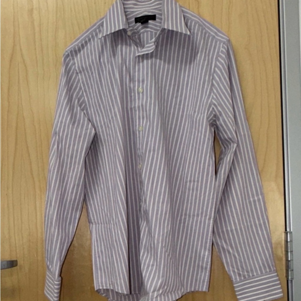 Express Men's Purple Striped Dress Shirt